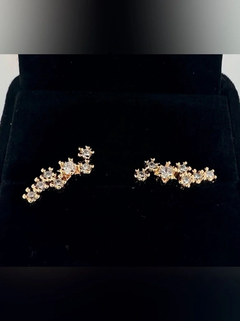 18K Gold Plated CZ Cluster Climber Earrings | Dainty Sparkle Studs Gift For Her